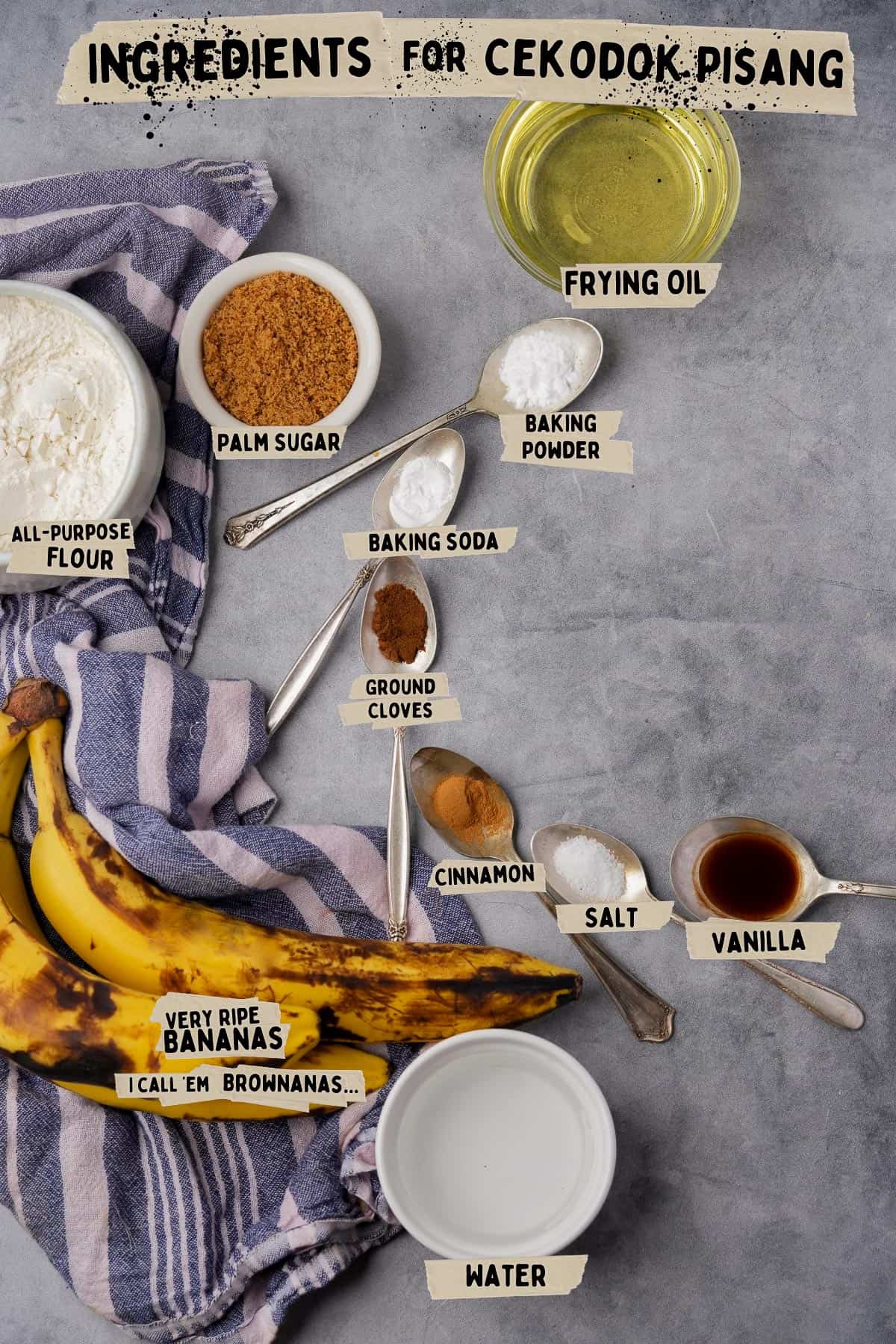 Ingredients for cekodok pisang.