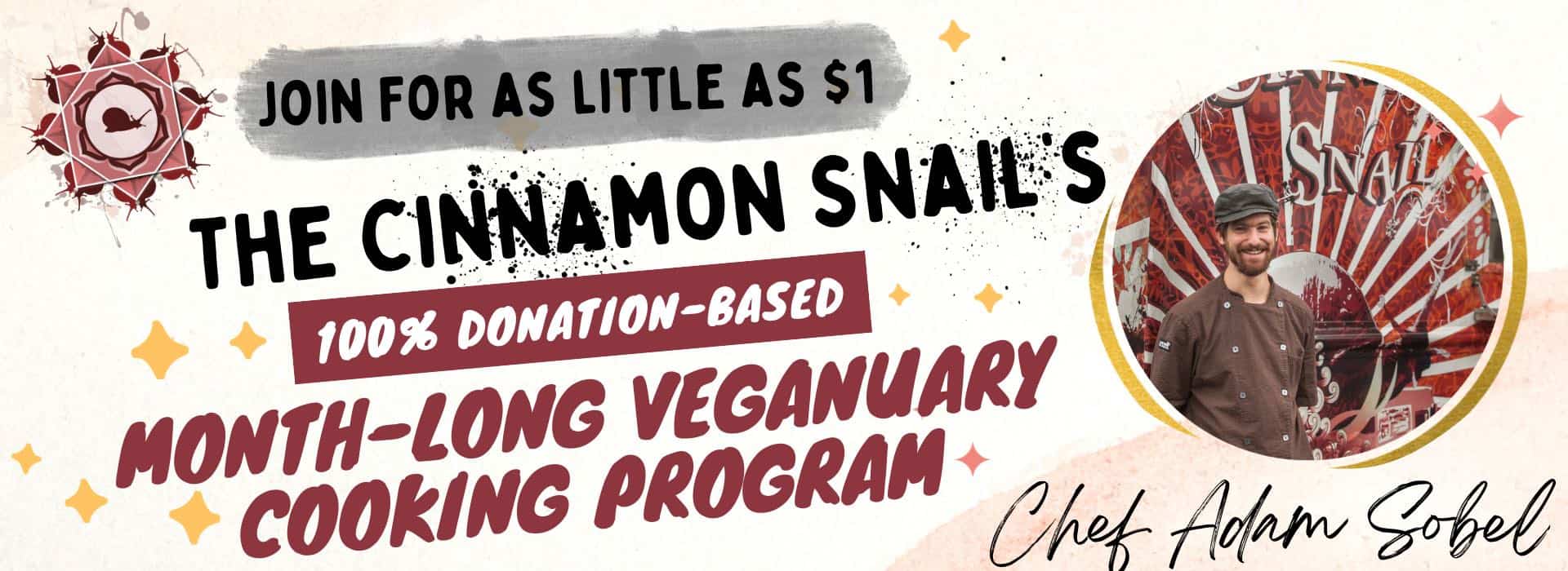The cinnamon snail's month long vegetarian cooking program offers online vegan cooking classes.
