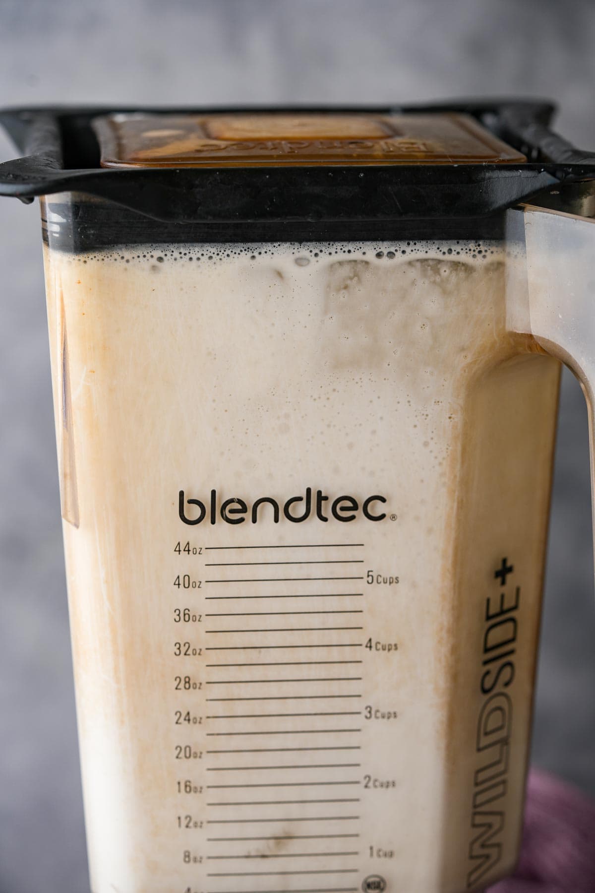 An image of a blender with liquid in it.