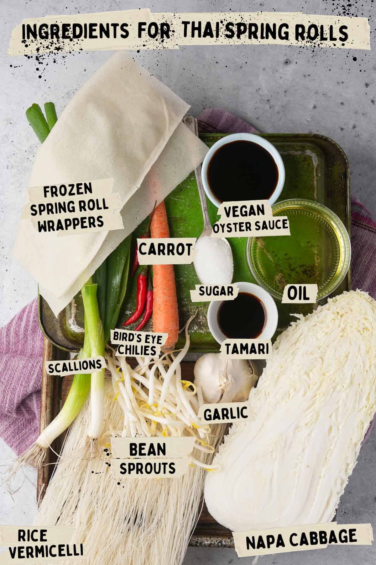 Ingredients for thai spring rolls.