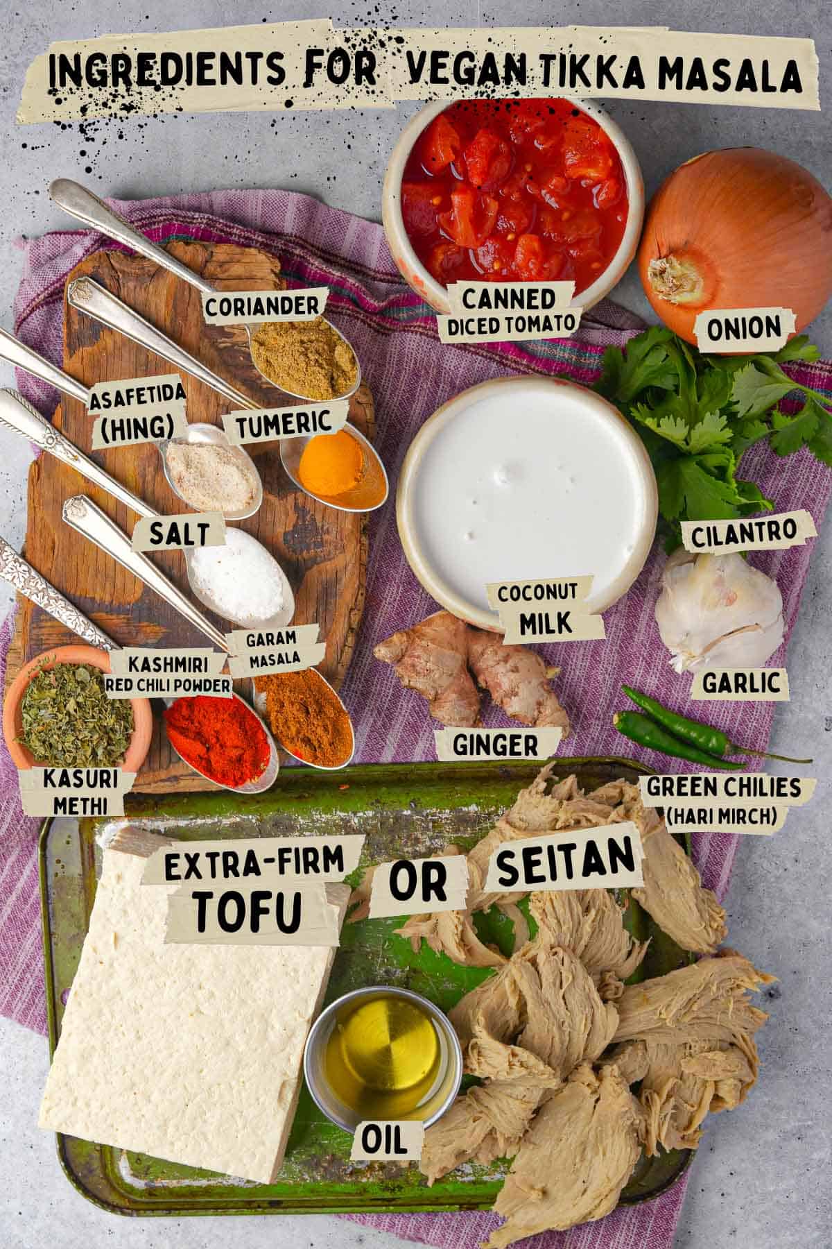 Ingredients for vegan tikka masala.