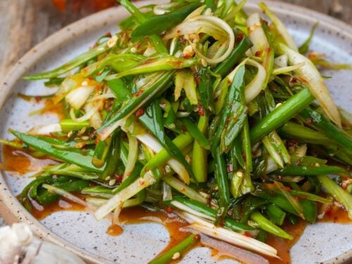 korean green onion salad dressing Vegan Korean Scallion Salad (Pa Muchim)