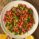 Shirazi salad in a white bowl