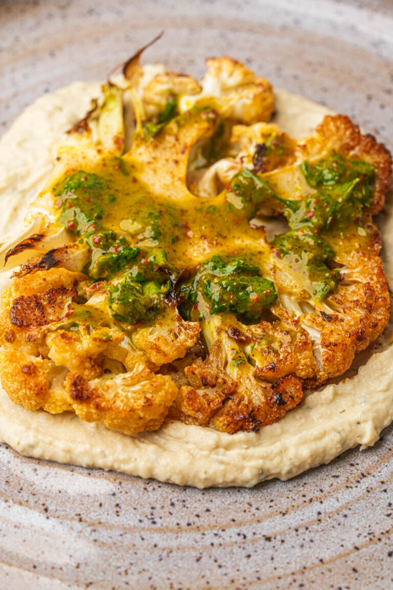 Roasted Cauliflower Steaks With Butter Bean Purée