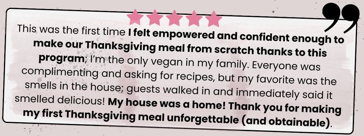Five star review of the Vegan Thanksgiving program