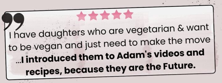 Testimonial about the vegan burger class for people going vegan