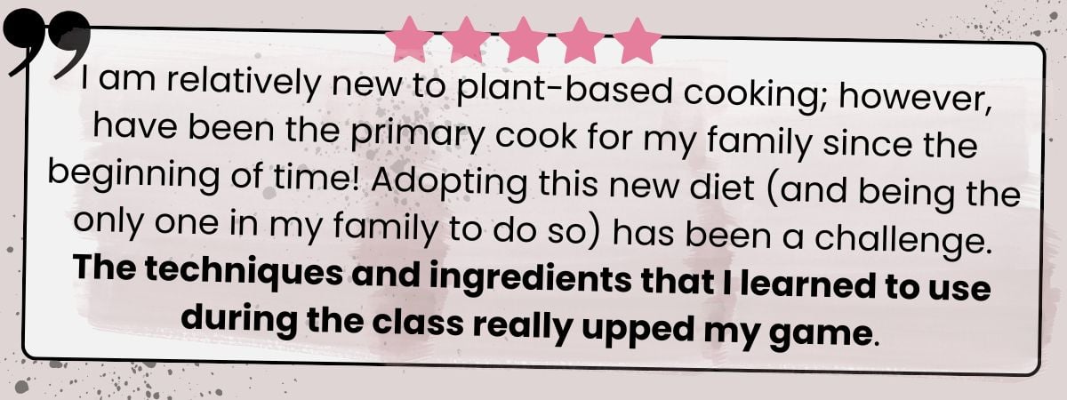 A testimonial with pink stars reads: 