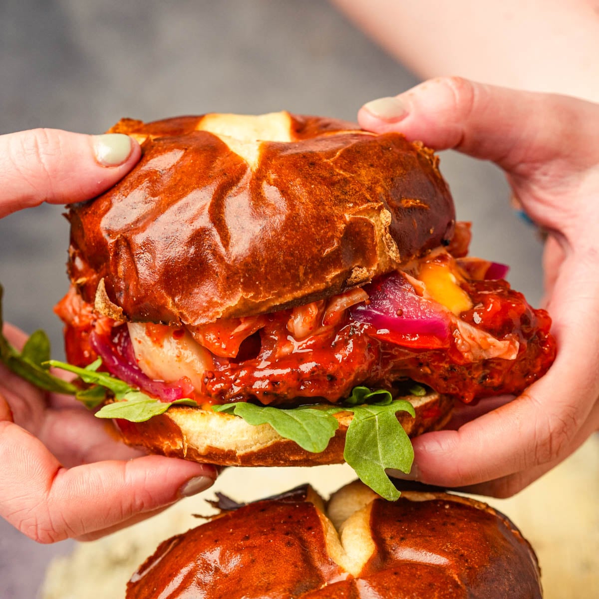 Gochujang seitan sandwich