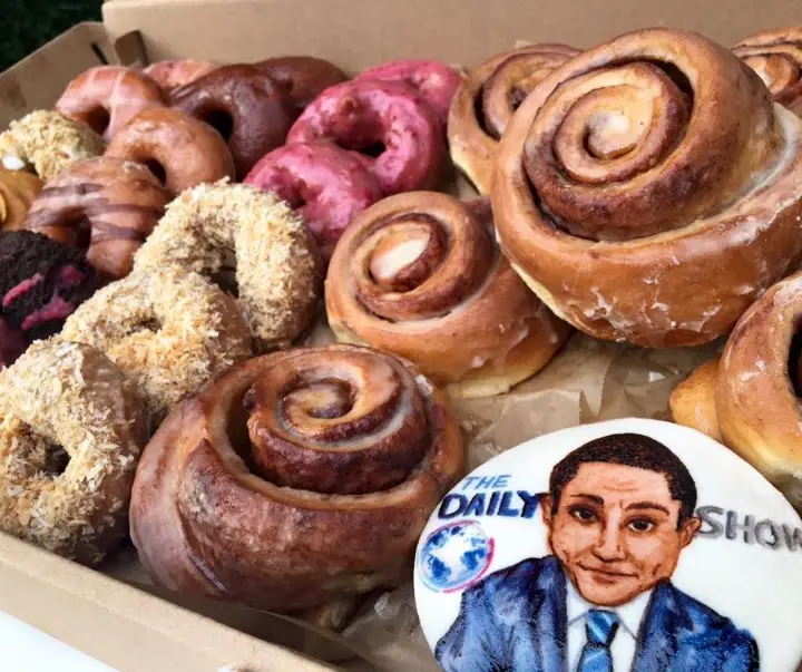Custom vegan doughnuts and cinnamon buns for The Daily Show